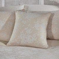 Dreams & Drapes - Ivory Floral Cushion (43 x 43cm) - Jacquard Cushion in Beige Champagne Undertone - Flower Roses Cushion - Traditional/Vintage Cushion - Imelda Collection