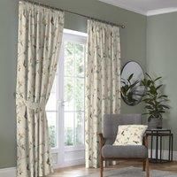 Dreams & Drapes Curtains - Darnley - 100% Cotton Pair of Pencil Pleat Curtains With Tie-Backs - 46" Width x 72" Drop (117 x 183cm) in Coral/Natural, Multicolor