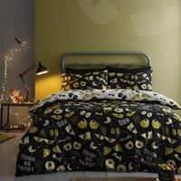Bedlam - Halloween Spooky Eyes Duvet Cover - Single Bedding Size (140 x 200cm) - Reversible (2 Colours) - Glow in the Dark Duvet Cover - Creepy Monster Eyes Duvet Cover - Halloween Decorations