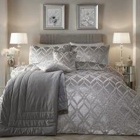 Soiree - Belfort - Jacquard Duvet Cover Set - Double Bed Size in Silver