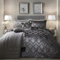 Soiree Belfort Jacquard Duvet Cover Set Slate - Sk