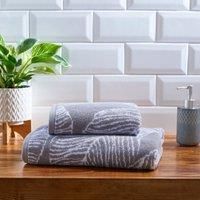 Fusion Bathroom - Matteo - 100% Cotton Jacquard Hand Towel - 50 x 90cm in Grey