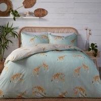 Fusion - Milo Giraffe - Reversible Duvet Cover Set - Single Bed Size in Duck Egg