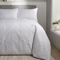 Serene Pinsonic Duvet Cover - Single Bedding Size (140 x 200cm) - White Embossed - Embroidery Luxury Bed Set - Traditional - Avery Stripe Collection
