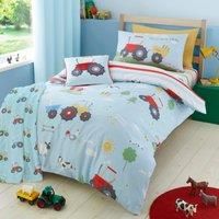 Bedlam - Farmyard Friends - Reversible Duvet Cover Set - Single Bed Size in Blue