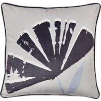 Fusion - Black/Natural Cushion (43 x 43cm) - Soft Velvet Cushion with Filling Included - Cream Floral Cushion - Piped Edge - Cushions with Covers Included/Cushion Inserts - For Bedroom/Living Room