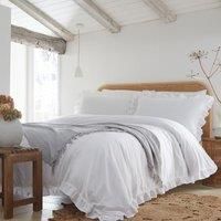 Appletree - White Frill Duvet Cover - Super King Bedding Size (260 x 220cm) - Soft 100% Cotton - 2 Pillowcases - Frilly Bedding - Ruffle Duvet Cover in White - White Ruffle Bedding - White Bedding