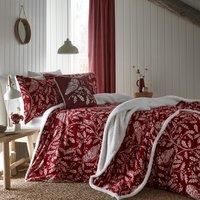 Dreams & Drapes Woodland Owls Sherpa Duvet Cover Set - Red