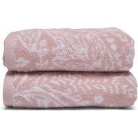 Hand Or Bath Towel Bath Sheet 100% Cotton Aveline Jacquard Leaf By D&D Grey Pink