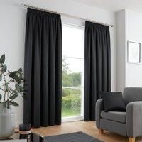 Fusion - Galaxy - Dim out woven Pair of Pencil Pleat Curtains - 66" Width x 72" Drop (168 x 183cm) in Black