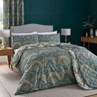 Dreams & Drapes Design - Palais - Reversible Duvet Cover Set - King Bed Size in Teal