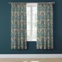 Dreams & Drapes Design - Palais - Pair of Pencil Pleat Curtains With Tie-Backs - 66" Width x 72" Drop (168 x 183cm) in Teal