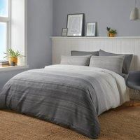 Fusion - Contemporary Grey Duvet Cover - King Bedding Size (230 x 220cm) - Reversible Design - Ombre Grey Bedding - Light Grey Duvet Cover - Charcoal Stripe Duvet Cover - Grey Lines Bedding