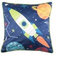 Bedlam - Supersonic - Velvet Filled Cushion - 43 x 43cm in Blue