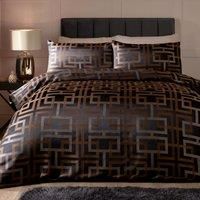Black Bardon Shimmer Geo Jacquard Metallic Yarn Duvet Cover Quilt Cover Set