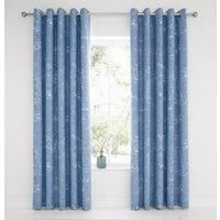 Dreams & Drapes Design - Oriental Garden - Blackout Pair of Eyelet Curtains - 66" Width x 54" Drop (168 x 137cm) in Blue