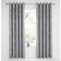 Dreams & Drapes Design - Oriental Garden - Blackout Pair of Eyelet Curtains - 66" Width x 54" Drop (168 x 137cm) in Grey