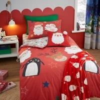 Bedlam - Ho Ho Ho - Reversible Duvet Cover Set - Single Bed Size in Red