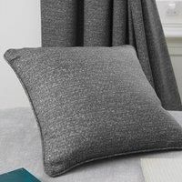 Dreams & Drapes - Charcoal Linen Cushion (43 x 43cm) - Filling Included - Piped Edge - Soft Brushed Cotton - Charcoal/Grey Textured Cushion for Living Room & Bedroom - Cover Included/Cushion Insert