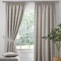 Dreams & Drapes Curtains - Pembrey - Textured Pair of Pencil Pleat Curtains With Tie-Backs - 90" Width x 72" Drop (229 x 183cm) in Natural