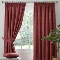 Dreams & Drapes Curtains - Pembrey - Textured Pair of Pencil Pleat Curtains With Tie-Backs - 46" Width x 54" Drop (117 x 137cm) in Red