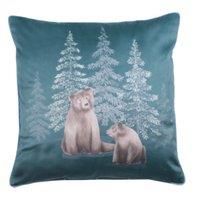 Dreams & Drapes Lodge - Bear Walks - Velvet Filled Cushion - 43 x 43cm in Teal