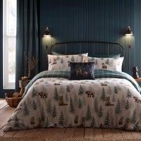 Dreams & Drapes Bear Walks Brushed Cotton Duvet Cover Set - Teal