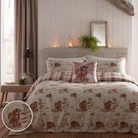 Dreams & Drapes Lodge - Hanson Highland Cow - Brushed Cotton Duvet Cover Set - Double Bed Size in Terracotta
