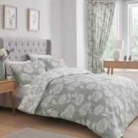 Dreams & Drapes Design - Chrysanthemum - Easy Care Duvet Cover Set - King Bed Size in Green