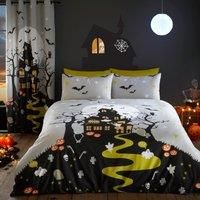 Bedlam - Halloween Kids Glow in the Dark Duvet Set - Haunted House - Single Bed Set in Grey