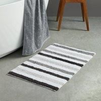 Fusion - Grey Nautical Bath Mat (50 x 80cm) - 100% Cotton - Grey Stripe Bath Mat - Absorbent Bath Mat - Bathroom Accessory - White & Grey Stripe Bathroom Mat - Carlson Collection