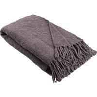 Appletree - Grey Chenille Throw/Blanket (130 x 180cm) - Charcoal Grey Sofa Throw - Textured Throw in Dark Grey - Grey Woven Blanket - Slate Grey Knit Blanket - Throw With Tassels - Home Decor