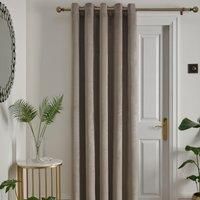 Laurence Llewelyn-Bowen - Montrose - Velvet Blackout Eyelet Single Panel Door Curtain - 66" Width x 84" Drop (168 x 214cm) in Linen