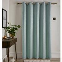 Fusion - Strata - Dim out woven Eyelet Single Panel Door Curtain - 66" Width x 84" Drop (168 x 214cm) in Duck Egg