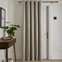 Fusion - Strata - Dim out woven Eyelet Single Panel Door Curtain - 66" Width x 84" Drop (168 x 214cm) in Natural