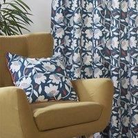 Fusion - Teal Floral Cushion (43 x 43cm) - 100% Cotton - Filling Included - Piped Edge - White Flower Cushion with Covers Included/Cushion Inserts - Vintage Cushion with Floral Flowers