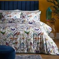 Laurence Llewelyn-Bowen - White & Multi-Colours Duvet Cover Sets - King (220 x 230cm) - Bird Print - Luxury Beddings Cover - 100% Cotton Sateen - Birdity Absurdity Collection