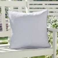 Fusion - Plain Silver Outdoor Cushion (43 x 43cm) - UV Resistant - Water Resistant - 100% Cotton - Filling Included - Piped Edge Cushion in Silver - Garden Cushion with Cover Included/Cushion Insert