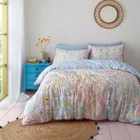Appletree - Rainbow Paisley Duvet Cover - King Bedding Size (230 x 220cm) - Soft 100% Cotton - 2 Pillowcases - Pink Piped Edge - Botanical Flower Bedding in Multi-Colours - Pastel Bohemian Bedding