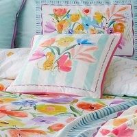Appletree - Multi-Colour Floral Cushion (43 x 43cm) - Reversible Designs - 100% Cotton - Filling Included - Piped Edge - Filled Cushion with Flowers - Cushion with Cover Included/Cushion Insert