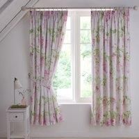 Dreams & Drapes Design - Wisteria - Pair of Pencil Pleat Curtains With Tie-Backs - 66" Width x 72" Drop (168 x 183cm) in Pink