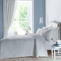 Collier White Ornate Jacquard Scrolling Floral Bedding Curtains Matching Range
