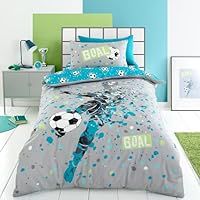 Bedlam - Goal - Reversible Duvet Cover Set - Single Bed Size in Grey