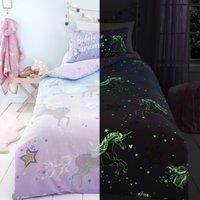 Bedlam - Ombre Unicorn - Glow in the Dark Duvet Cover Set - Double Bed Size in Lilac