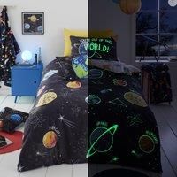 Bedlam - Outer Space - Glow in the Dark Duvet Cover Set - Single Bed Size in Black
