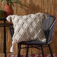 Drift Home - Alda Outdoor Cushion (43 x 43cm) - Natural Diamond Weave Cushion for Outdoor