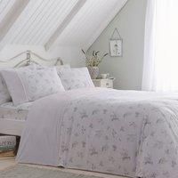Dreams & Drapes - White Lilac Floral Duvet Cover Sets - Double Bedding Size (200 x 200cm) - Lavender Bedding - Duvet Cover with Frill/Lace - Lavender Botanical Duvet Cover - Chloe Collection