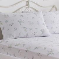 Dreams & Drapes - White Lavender Super King Fitted Sheet (200 x 182 x 28cm) - 2x Pillowcases Included- White Bed Sheets & Pillow Cases with Lilac Floral - White Bedding/Matching Duvet Cover Available