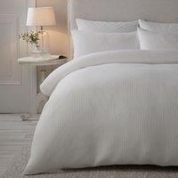 Serene - White Waffle Duvet Cover - Single Bedding Size (140 x 200cm) - Soft Touch - Luxury White Bedding - Grid Pattern Textured Duvet Cover in White - Puckered Bedding - Lindly Collection