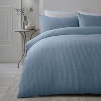 Serene - Blue Waffle Duvet Cover - Double Bedding Size (200 x 200cm) - Soft Touch - Luxury Bedding - Grid Pattern Textured Duvet Cover in Blue - Square Puckered Bedding - Lindly Collection
